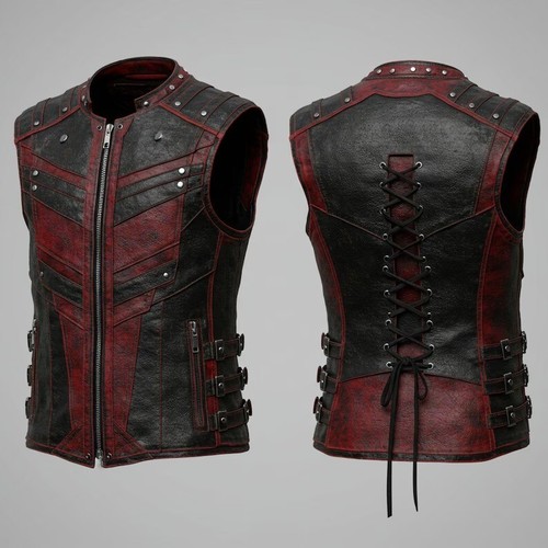 Gothic leather vest black - gothic,