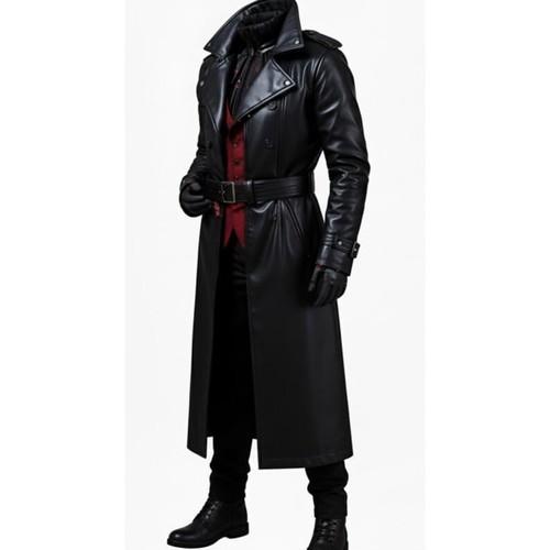 Men leather long - men's, trench